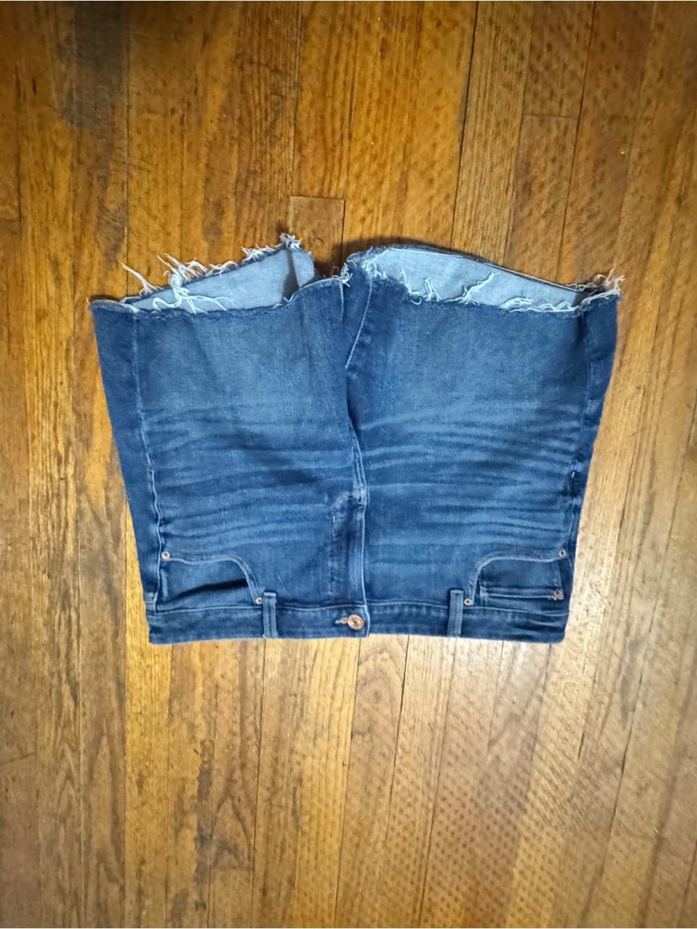 American Eagle Outfitters The Dream Short Dark Blue Denim Cutoff Skirt - Raw Hem